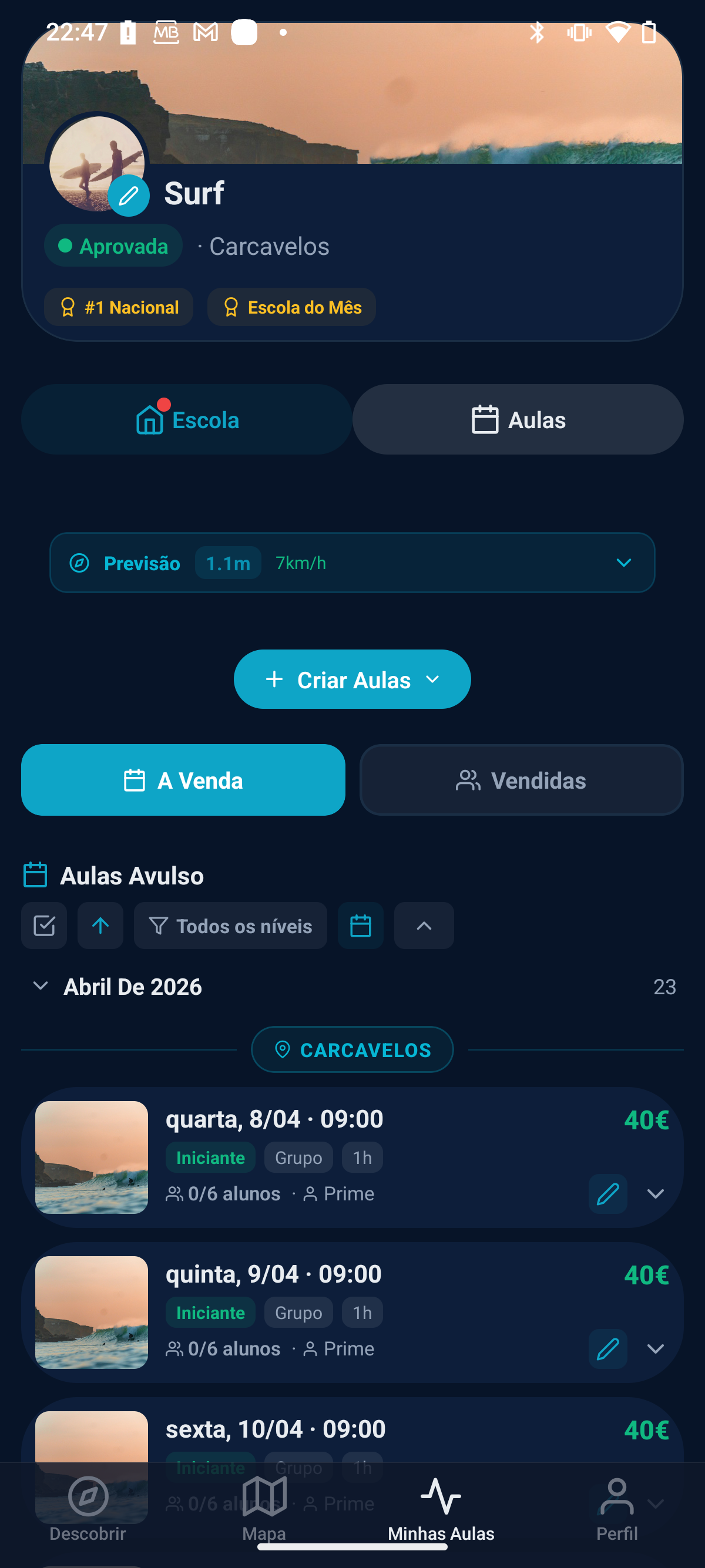 SurfBooking — School dashboard